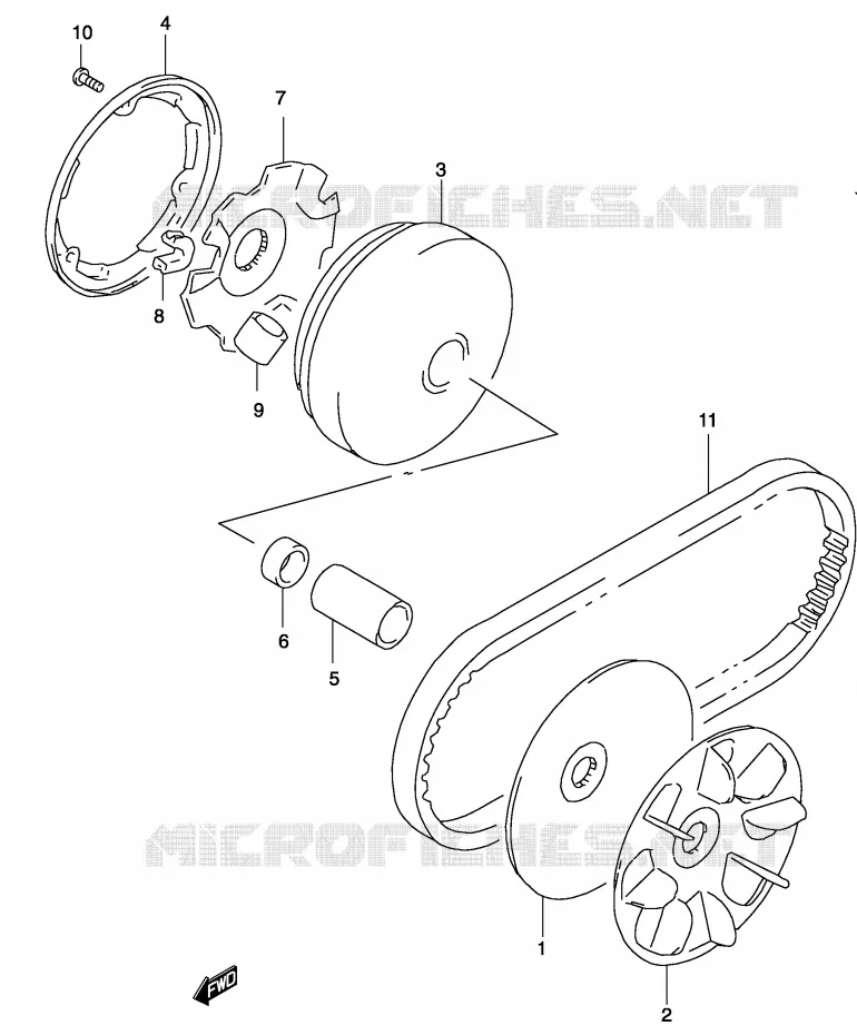 TRANSMISSION (1) (MODELE AY50 K1) Suzuki SCOOTER 50 KATANA 2002  AY50WRK2(P19)