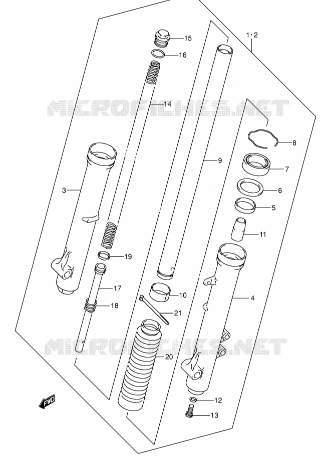 VOORVORK (DR-Z125LK3/LK4/LK5/LK6/LK7) Suzuki MOTO 125 DR-Z 2003  DR-Z125LK3(E3/E28)