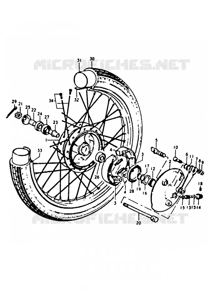 VOORWIEL (A100-4,K,L,M) Suzuki MOTO 100 A100 1990  A100L(K/L/M/N/4)
