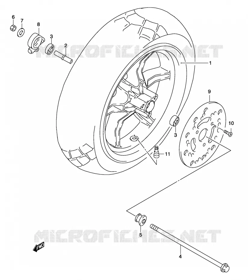 VOORWIEL (MODELE K1/K2/K3) Suzuki SCOOTER 50 KATANA 2004  AY50K4(P19)