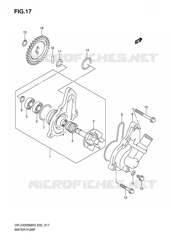 WATERPOMP Suzuki MOTO 400 DR-Z 2007  DR-Z400SMUK7(E2)