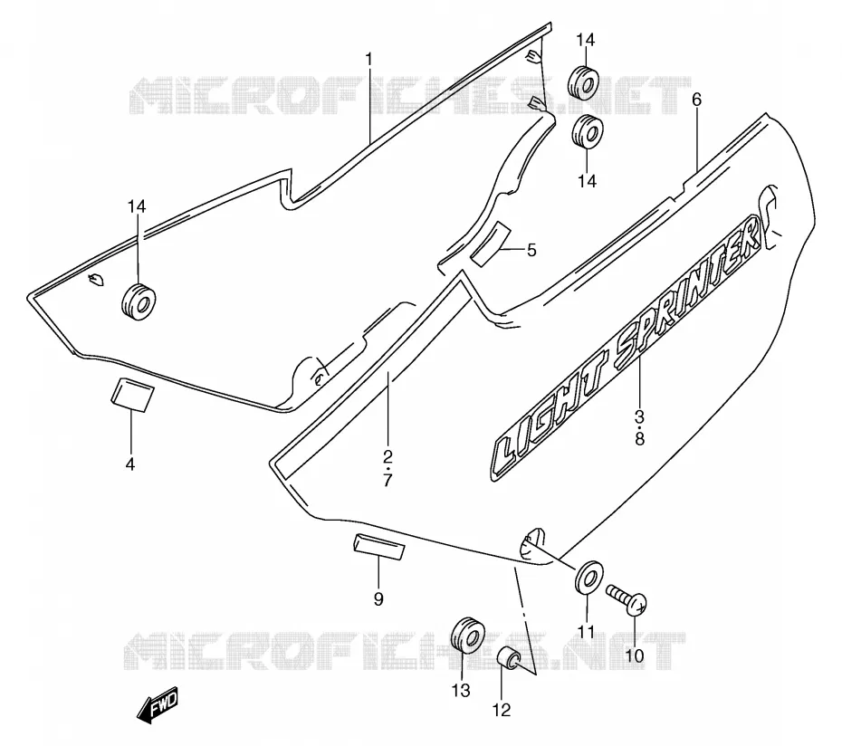 ACHTER KUIP  (MODELE M E22 AG3,1ZX) Suzuki MOTO 80 RG 1985  RG80CF(E4)