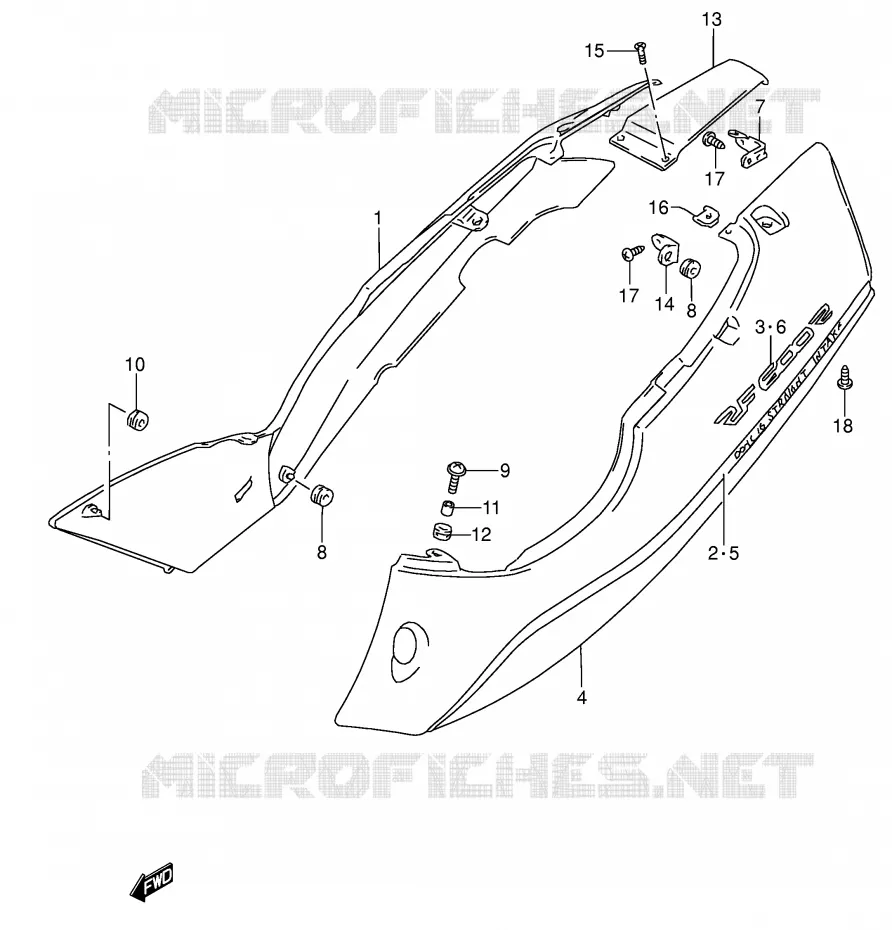 ACHTER KUIP  (MODELE P/R/S/T) Suzuki MOTO 600 RF 1993  RF600RP(E2)