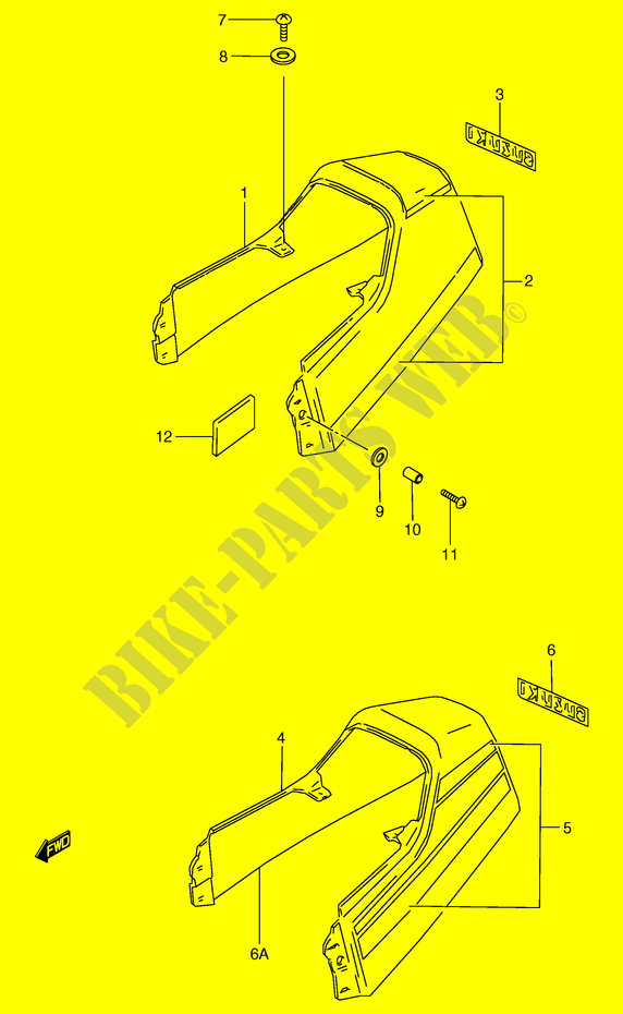 ACHTER KUIP   SEAT COWL (MODELE M) voor Suzuki RG 80 1991