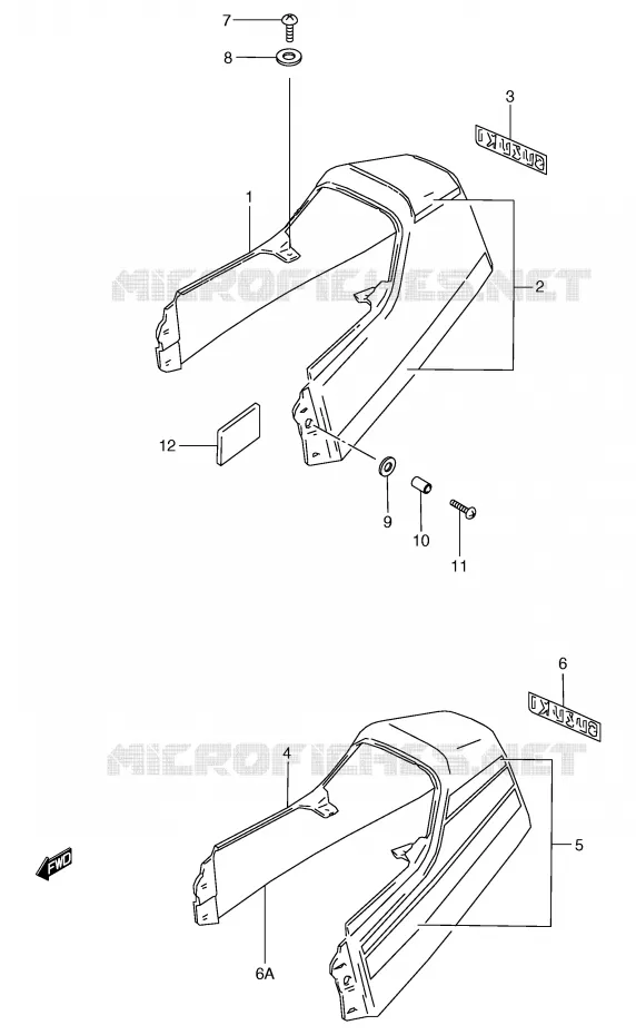 ACHTER KUIP - SEAT COWL (MODELE M) Suzuki MOTO 80 RG 1991  RG80M(E4)