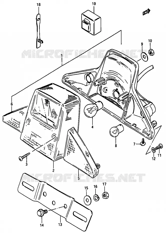 ACHTERLICHT (MODELE D/E/F/G/J) Suzuki MOTO 50 RG 1983  RG50WD(D/E/F/1/G/J/K)