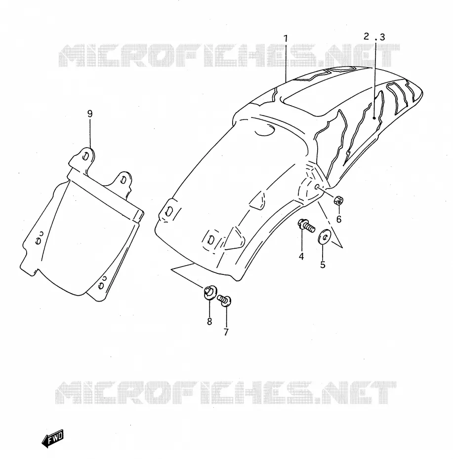 ACHTERSPATBORD (MODELE N) Suzuki MOTO 125 RM 1992  RM125N(E28)