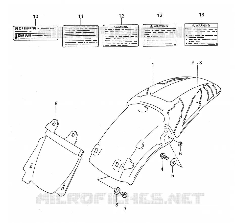 ACHTERSPATBORD (MODELE N) Suzuki MOTO 250 RM 1991  RM250M(E28)