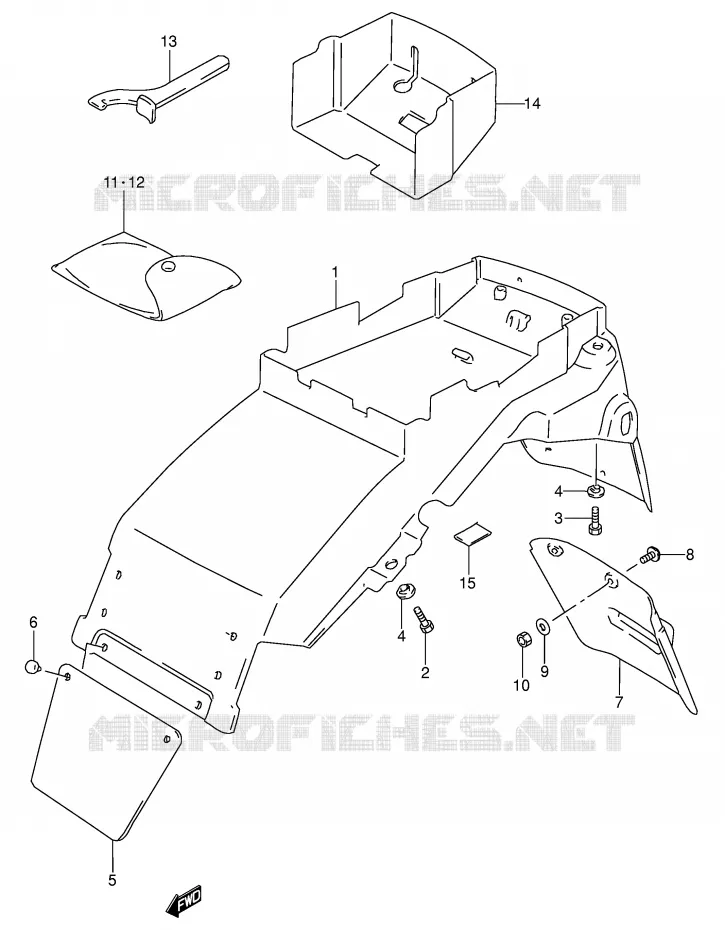 ACHTERSPATBORD (MODELE P/R) Suzuki MOTO 600 RF 1994  RF600RUR(E2)