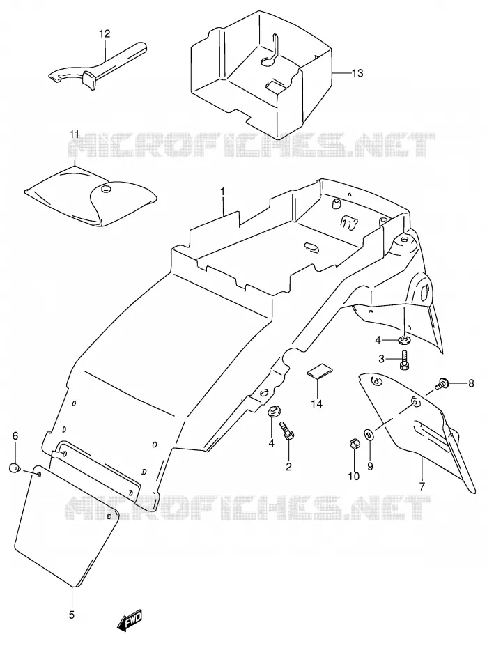 ACHTERSPATBORD (MODELE S) Suzuki MOTO 600 RF 1993  RF600RUP(E2)