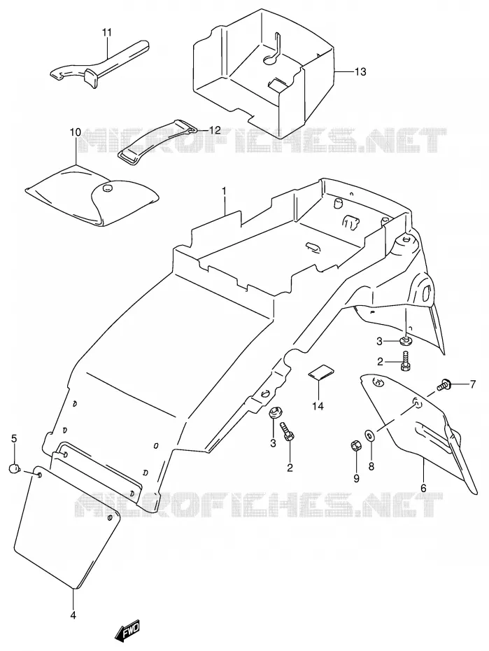 ACHTERSPATBORD (MODELE T/V) Suzuki MOTO 600 RF 1994  RF600RUR(E2)