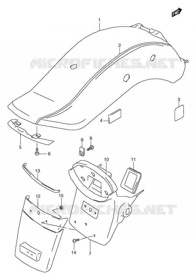 ACHTERSPATBORD (MODELE V) Suzuki MOTO 800 MARAUDER 2001  VZ800K1(E2)