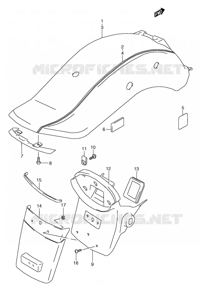 ACHTERSPATBORD (MODELE W) Suzuki MOTO 800 MARAUDER 2002  VZ800K2(E2)