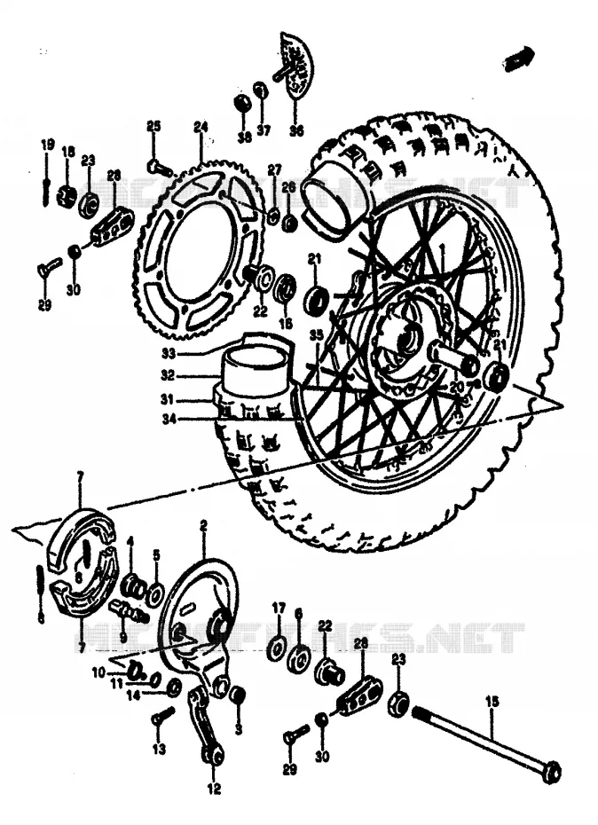 ACHTERWIEL (MODELE F) Suzuki MOTO 125 RM 1984  RM125E(E/F)