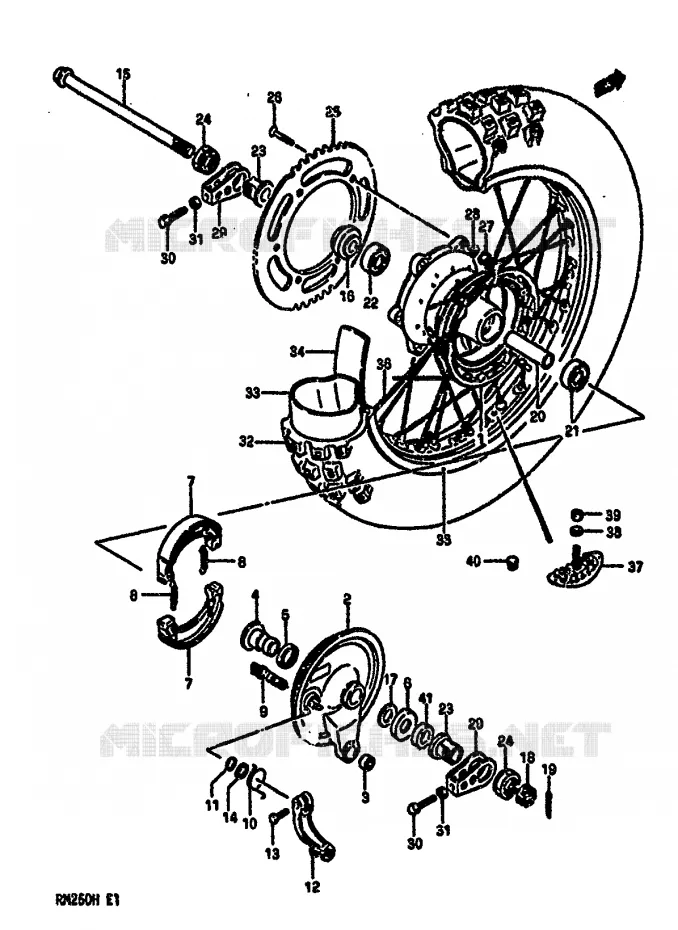 ACHTERWIEL (MODELE G) Suzuki MOTO 250 RM 1986  RM250G(G/H)