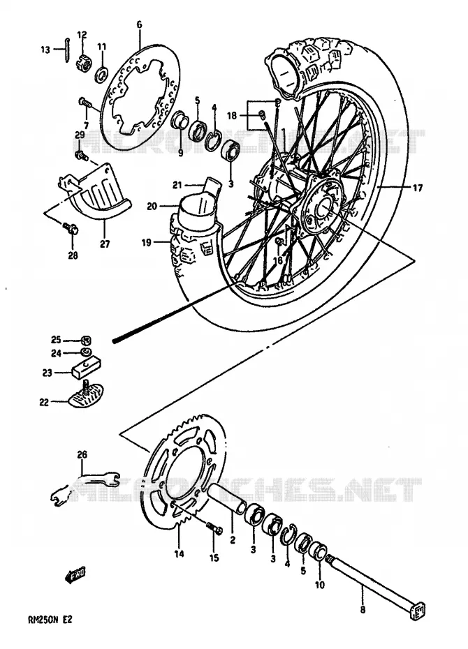 ACHTERWIEL (MODELE N) Suzuki MOTO 250 RM 1989  RM250K(K/L/M/N)