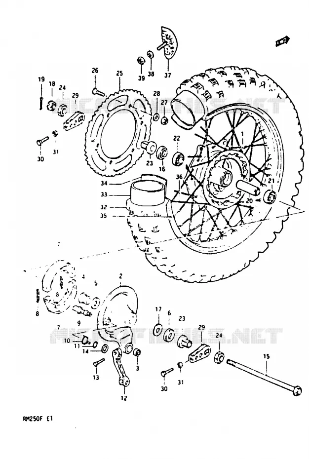 ACHTERWIEL Suzuki MOTO 250 RM 1984  RM250E(E/F)