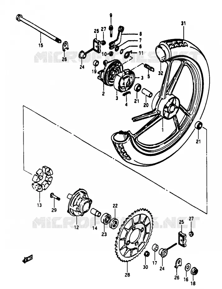 ACHTERWIEL Suzuki MOTO 50 RG 1986  RG50G1(D/E/F/1/G/J/K)
