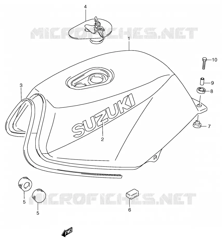 BENZINETANK (MODELE M E22 AG3,1ZX) Suzuki MOTO 80 RG 1987  RG80CH(E4)