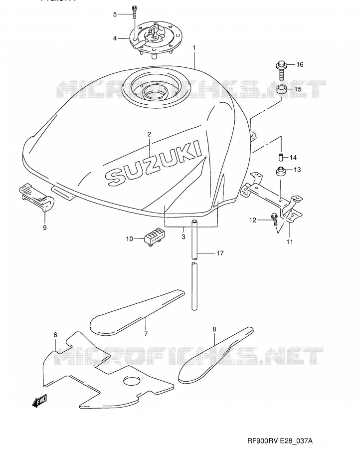 BENZINETANK (MODELE T) Suzuki MOTO 900 RF 1995  RF900RZS(E28)