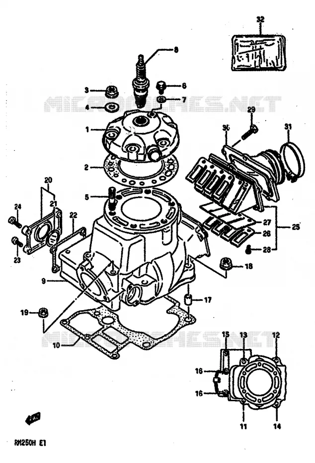 CILINDER (MODELE G) Suzuki MOTO 250 RM 1987  RM250H(G/H)