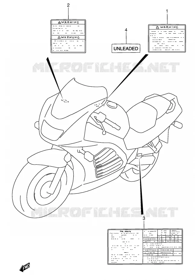 ETIKET (MODELE P/R/S) Suzuki MOTO 600 RF 1993  RF600RUP(E2)