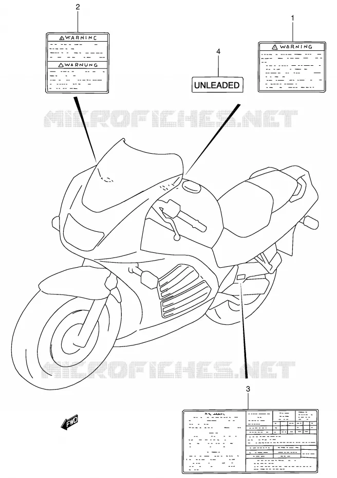 ETIKET (MODELE R/S) Suzuki MOTO 900 RF 1998  RF900RW(E2)