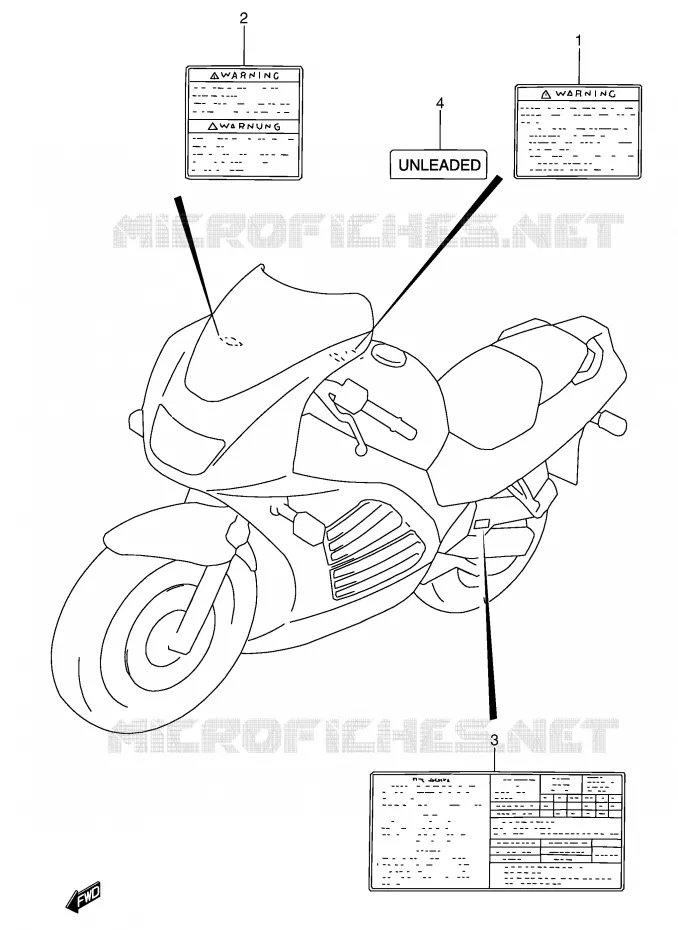 ETIKET (MODELE T/V) Suzuki MOTO 600 RF 1996  RF600RUT(E2)
