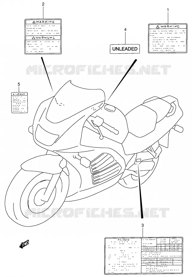 ETIKET (MODELE T/V/W) Suzuki MOTO 900 RF 1996  RF900RT(E2)