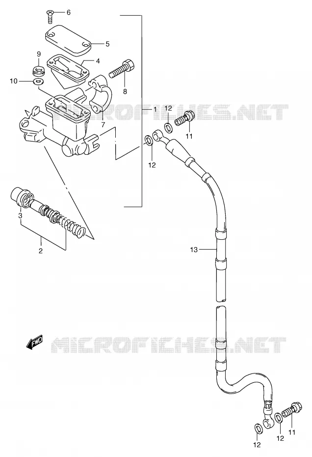FRONT HOOFDREMCILINDER (MODELE T/V/W) Suzuki MOTO 250 RM 1997  RM250V(E3/E28)