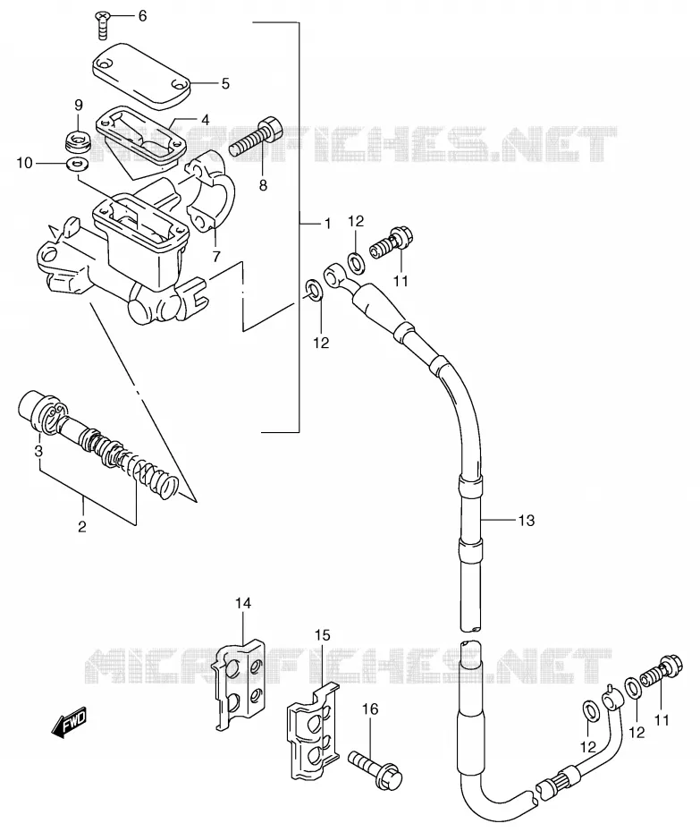 FRONT HOOFDREMCILINDER (MODELE X/Y) Suzuki MOTO 125 RM 1999  RM125X(E2)