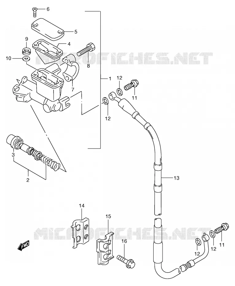 FRONT HOOFDREMCILINDER (MODELE X/Y) Suzuki MOTO 250 RM 1996  RM250T(E3/E28)