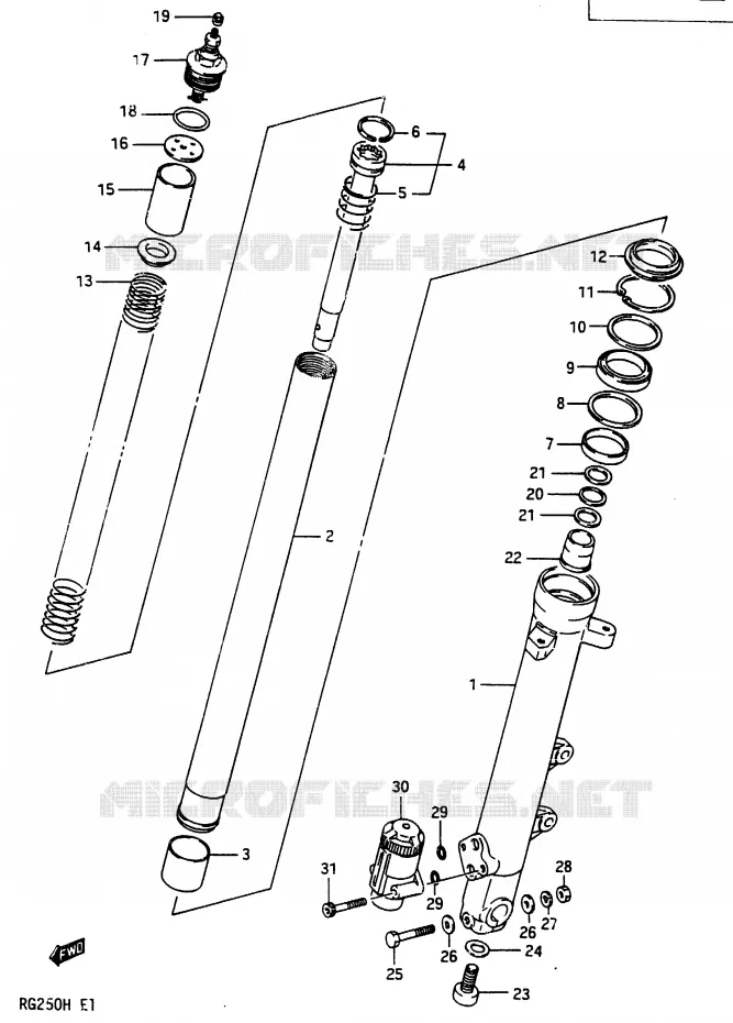 FRONT RIGHT SCHOKDEMPER Suzuki MOTO 250 RG 1987  RG250H(G/H)
