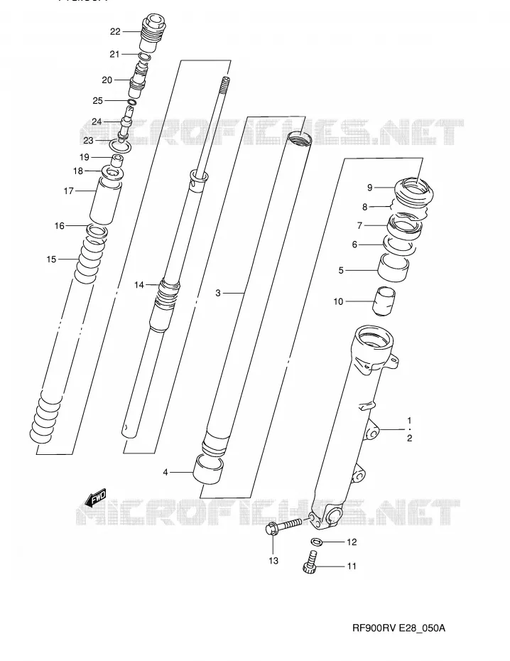 FRONT SCHOKDEMPER (MODELE T/V) Suzuki MOTO 900 RF 1995  RF900RZS(E28)