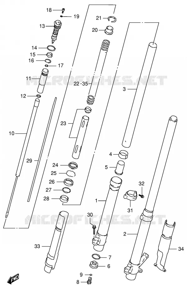 FRONT SCHOKDEMPER (MODELE V) Suzuki MOTO 125 RM 1997  RM125V(E2)