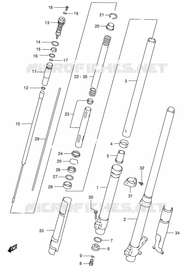 FRONT SCHOKDEMPER (MODELE V) Suzuki MOTO 250 RM 1998  RM250W(E3/E28)