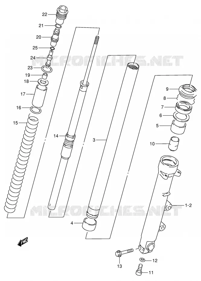 FRONT SCHOKDEMPER (RF900RS2/RT/RV/RW) Suzuki MOTO 900 RF 1994  RF900RR(E2)