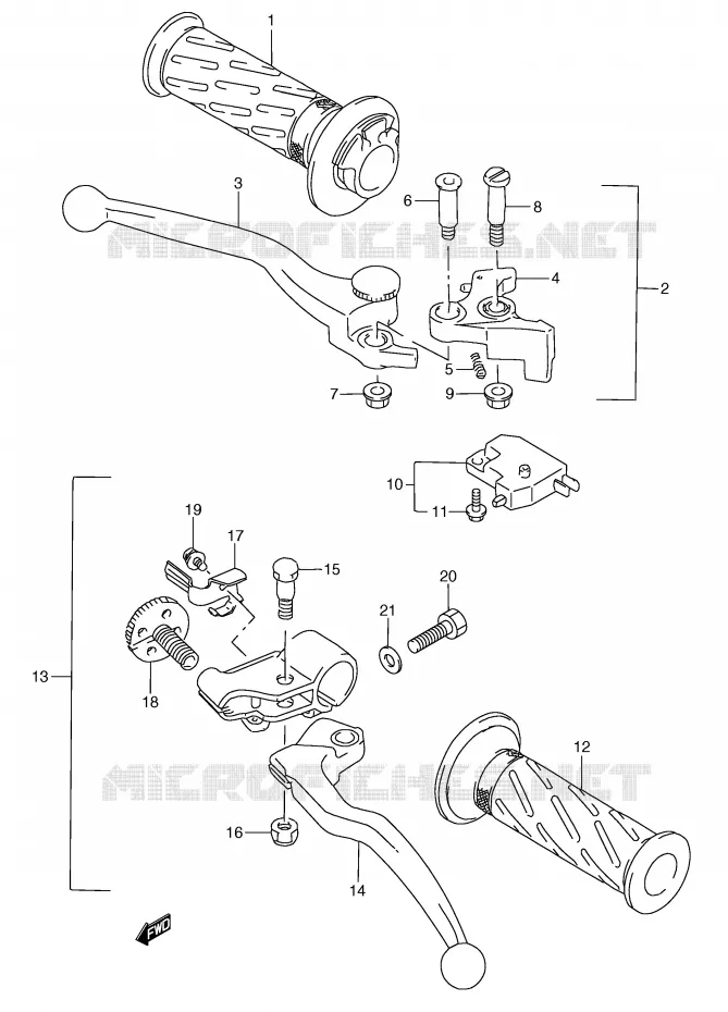 HANDGRIPS - LEVERS Suzuki MOTO 250 RG 1994  RGV250R(E24)