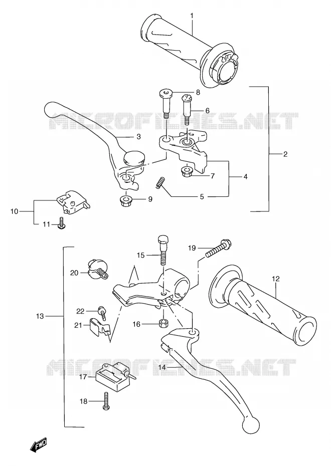 HANDGRIPS - LEVERS Suzuki MOTO 250 RG 1997  RGV250V(E1)