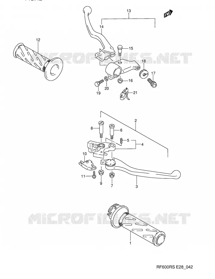 HANDGRIPS - LEVERS Suzuki MOTO 600 RF 1995  RF600RS(E28)