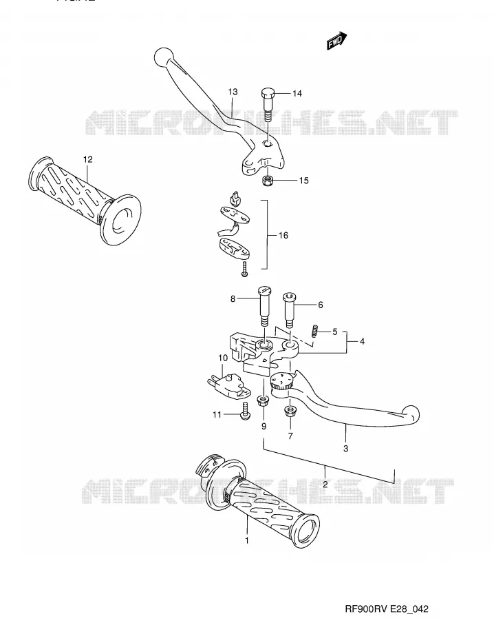HANDGRIPS - LEVERS Suzuki MOTO 900 RF 1997  RF900RV(E28)