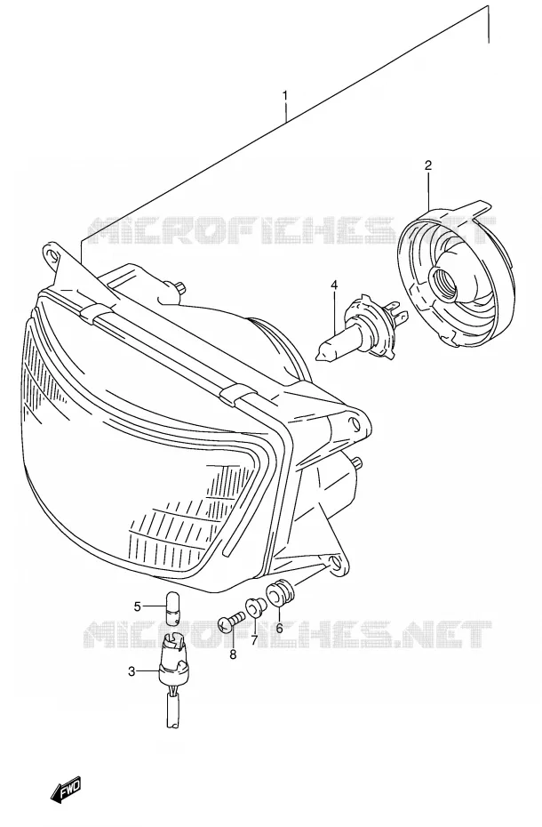 KOPLAMP (MODELE T/V) Suzuki MOTO 600 RF 1996  RF600RUT(E2)