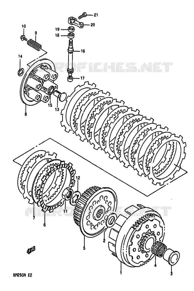 KOPPELING (MODELE N) Suzuki MOTO 250 RM 1990  RM250L(K/L/M/N)