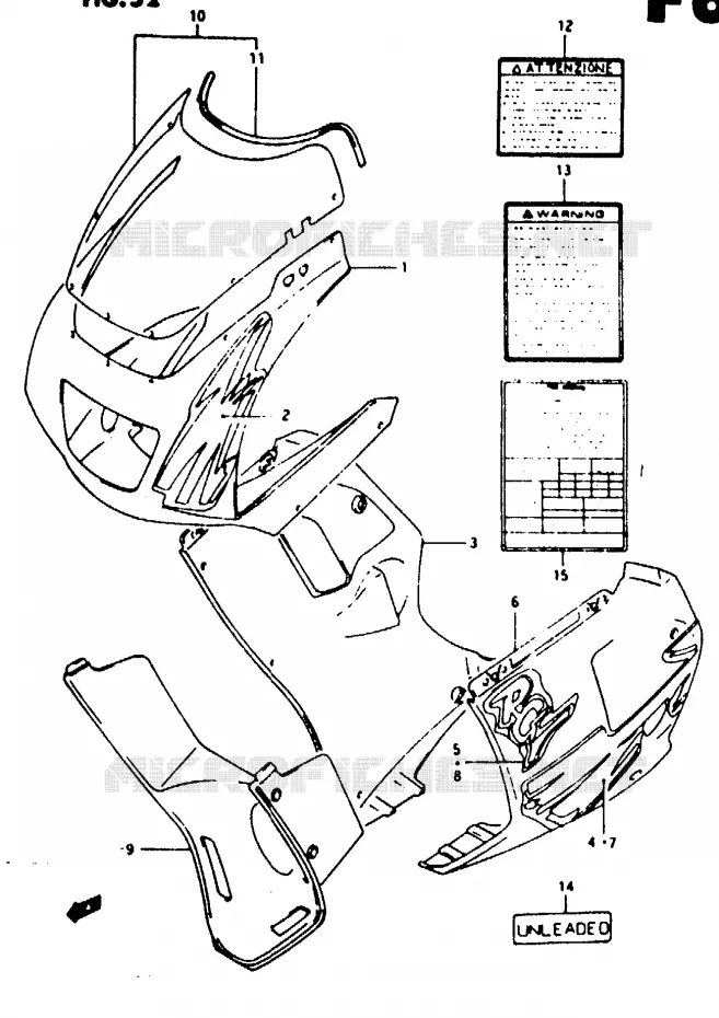 KUIP - ETIKETTEN (MODELE P 019) Suzuki MOTO 125 RG 1992  RG125FN(N/P/R)