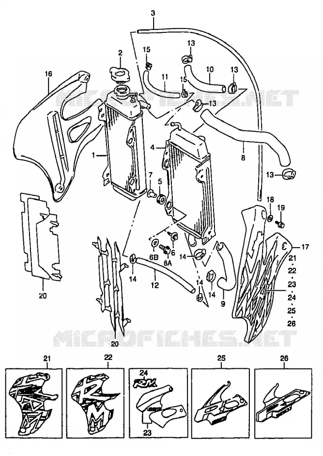 RADIATOR Suzuki MOTO 250 RM 1996  RM250T(T/V/W/X/Y)