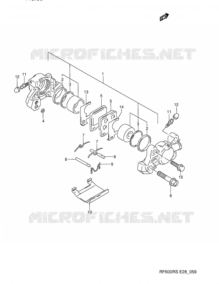 REAR CALIPER (MODELE P/R) Suzuki MOTO 600 RF 1995  RF600RS(E28)