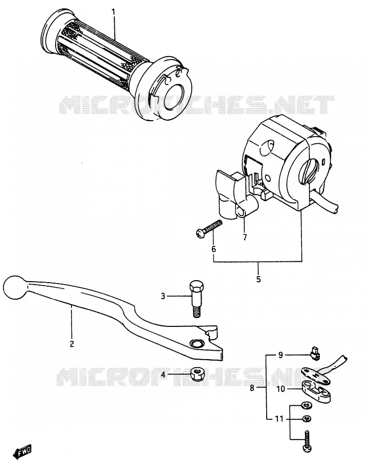 RIGHT SWITCH - HANDGREEP (MODELE G) Suzuki MOTO 250 RG 1987  RG250H(G/H)