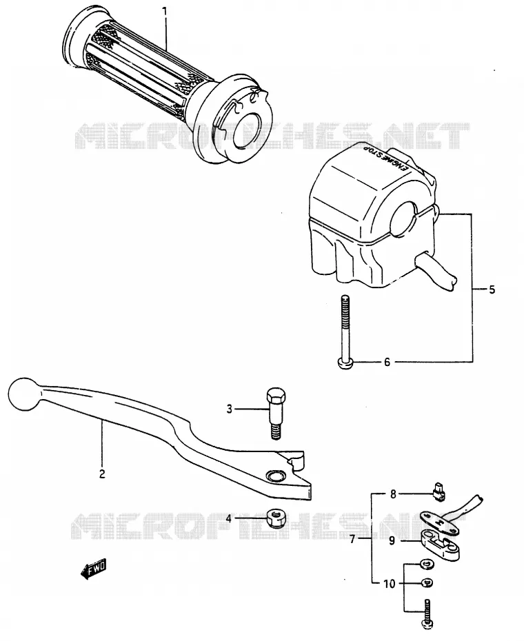 RIGHT SWITCH - HANDGREEP (MODELE H) Suzuki MOTO 250 RG 1986  RG250G(G/H)