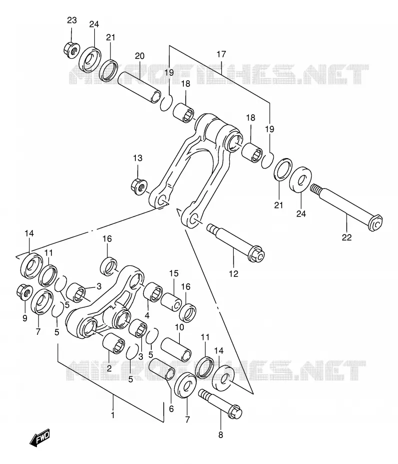 SCHOKBREKER AANEENSCHAKELING (MODELE T/V) Suzuki MOTO 250 RM 1996  RM250T(E3/E28)
