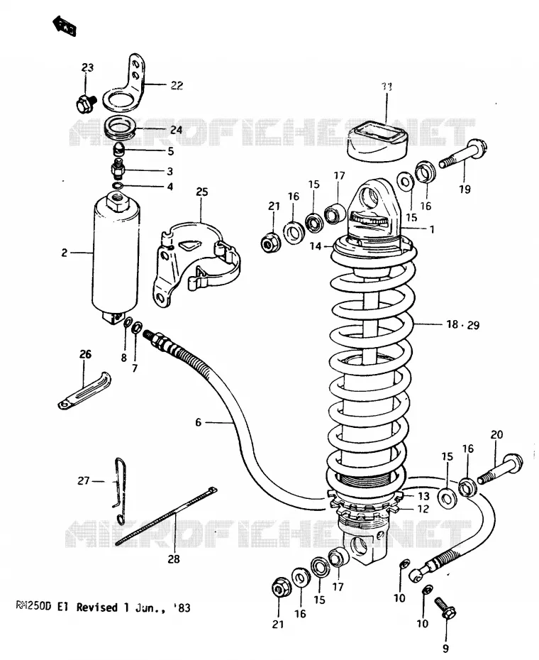 SCHOKDEMPER MODEL D Suzuki MOTO 250 RM 1982  RM250Z(Z/D)
